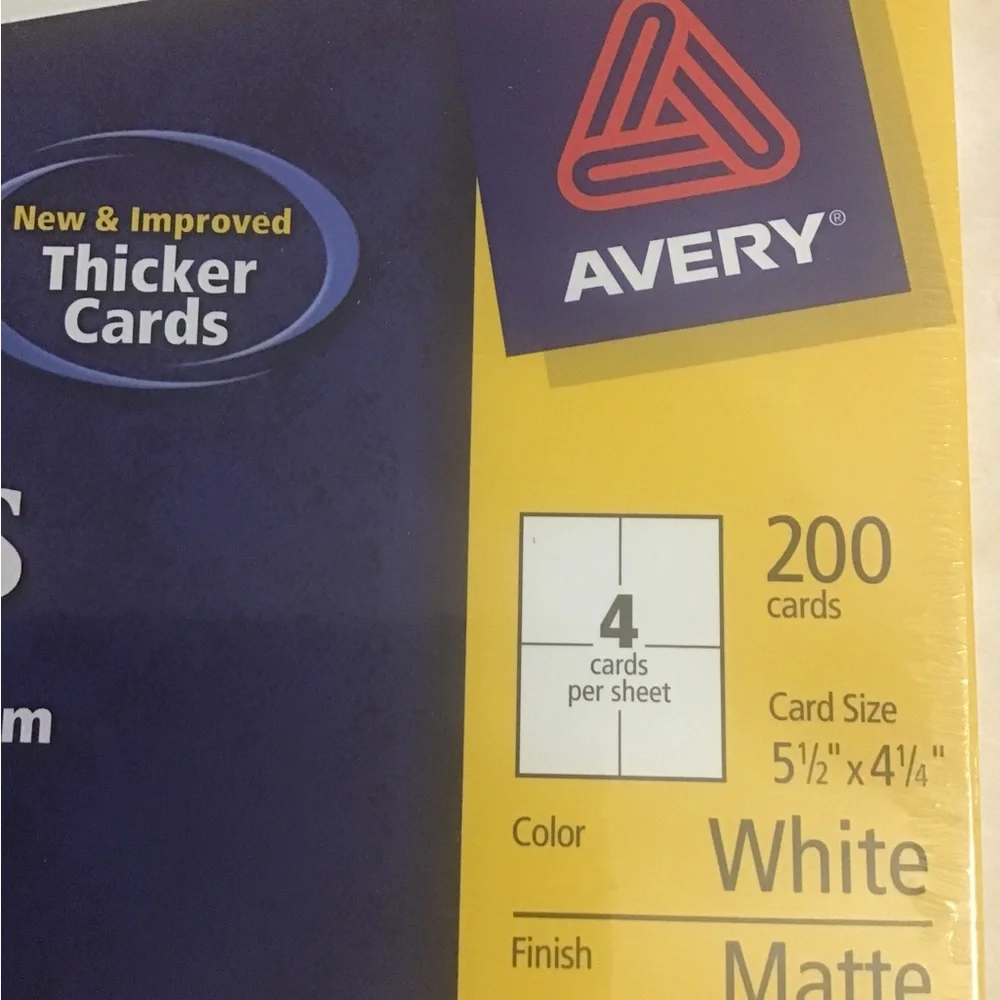 Avery matte white postcards 200 cards 4 sheets per card